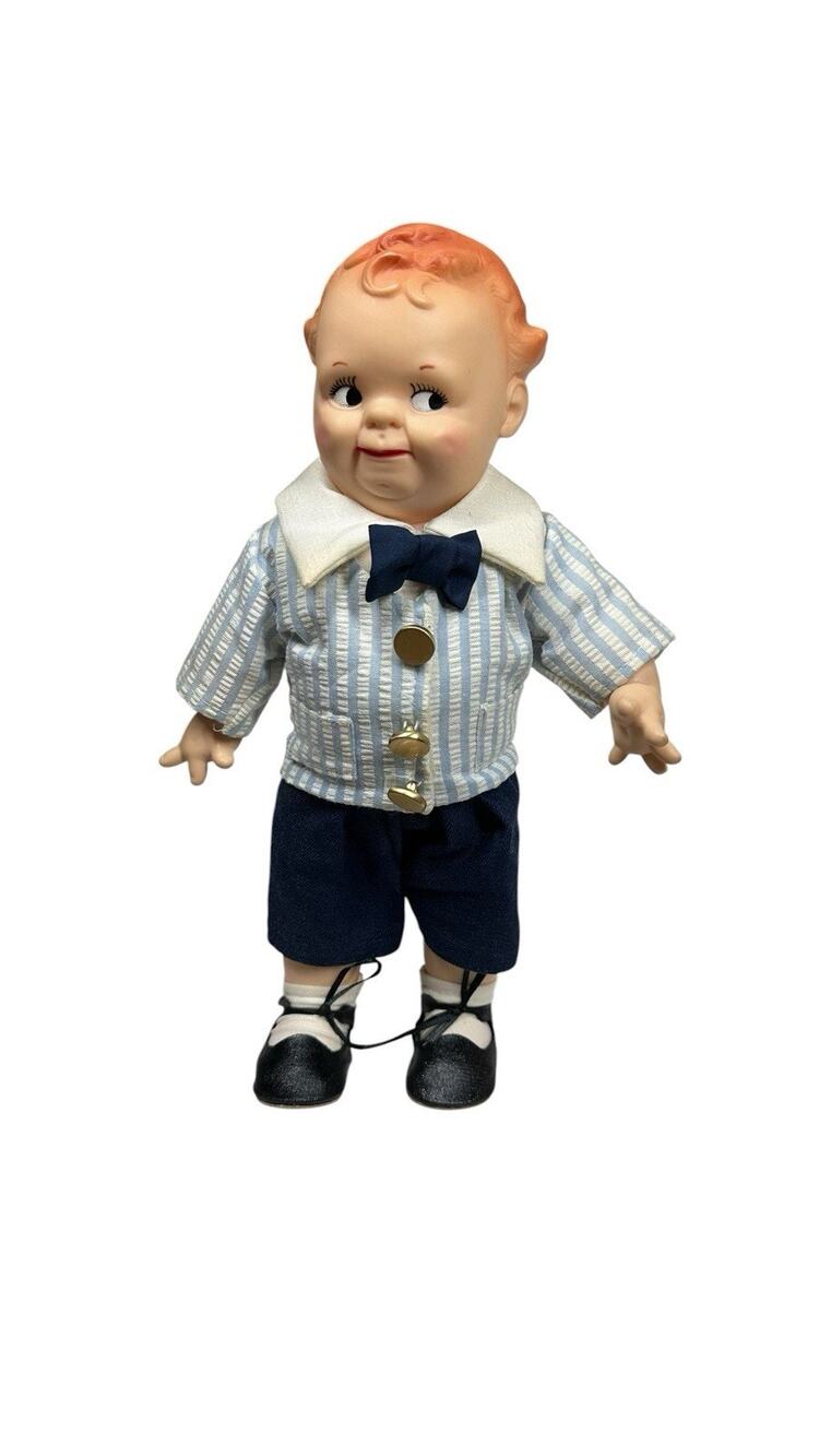 Vtg Cameo Vinyl Kewpie Scootles Boy Doll 60s 70s Molded Hair with Outfit 12"